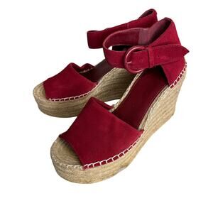 Marc Jacobs Suede Espadrille Wedges Red Size 8